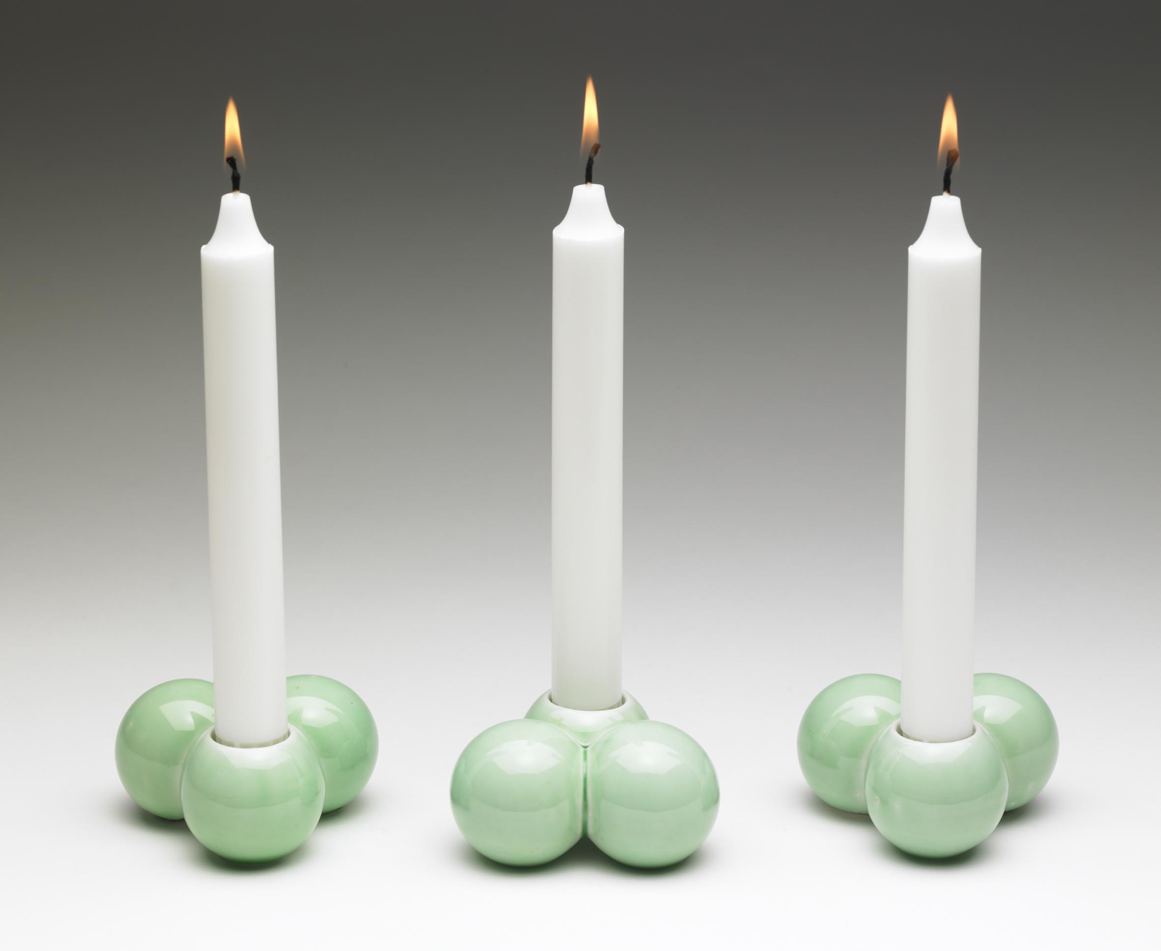Claydies: Balls. Candle-holders with green glaze
